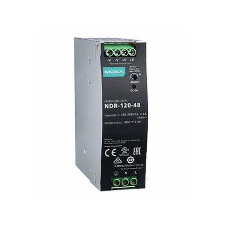 Moxa 120 W/2.5 A Din-Rail 48 Vdc Power Supply, Universal 90 To 264 Vac NDR-120-48